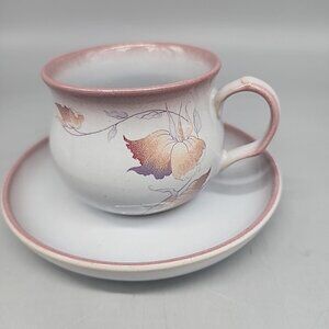 Denby Twilight Teacup and Saucer Stoneware Dishwasher Safe